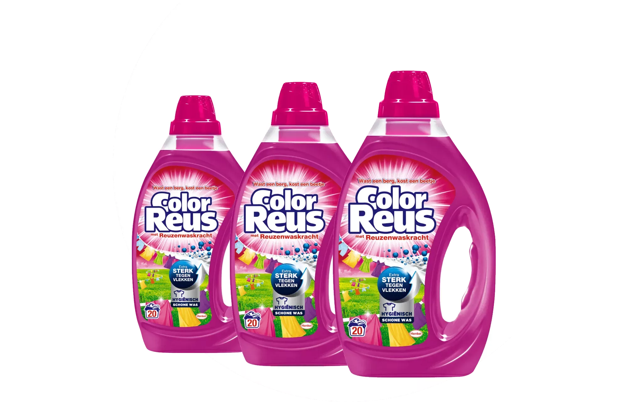 Afbeelding met flessen Color Reus wasmiddel
